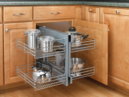 Blind Corner Cabinet Slides All The Way Out For Easy Access To