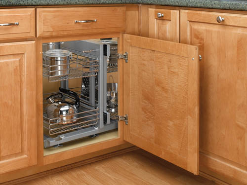 Blind Corner Cabinet Slides All The Way Out For Easy Access To