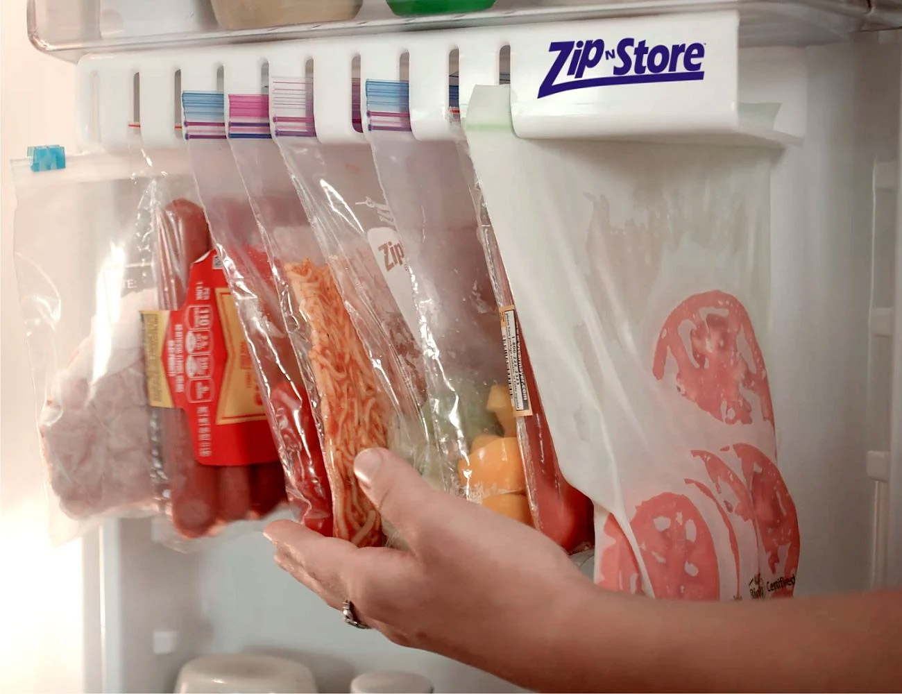 Zip n Store - Ziploc Bag Fridge Organizer - Slide out ziploc bag holder