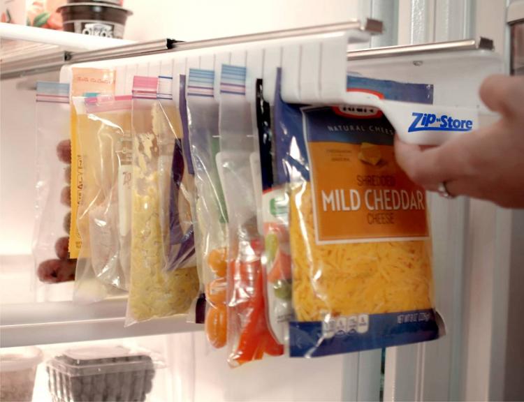 Zip n Store: A Slide-Out Holder For Ziploc Bags In The Fridge