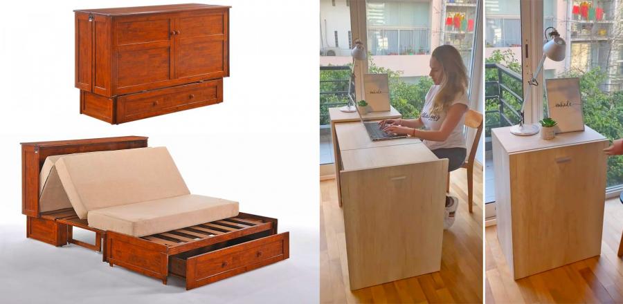 This Cabinet Transforms Into a Portable Desk With a Hidden Chair