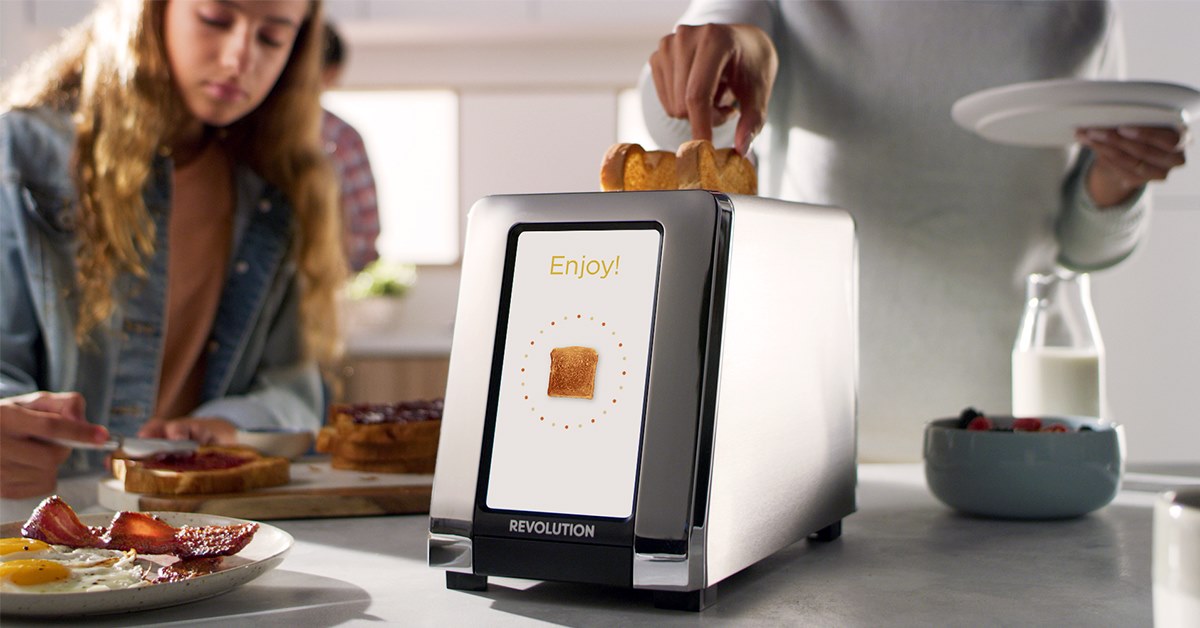 Smart Toaster With a Built-In Touchscreen - Futuristic Modern Toaster with digital display