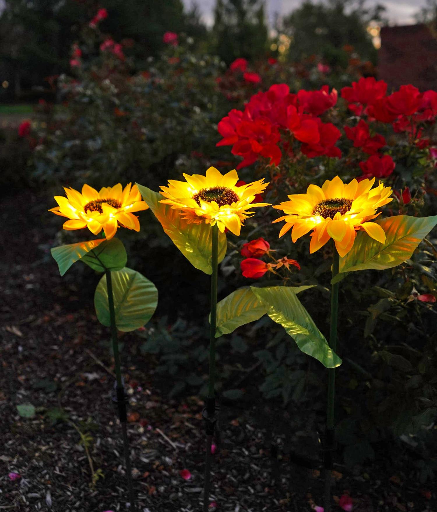 These Solar Powered Sunflower Lights Help Illuminate Your Patio or Garden