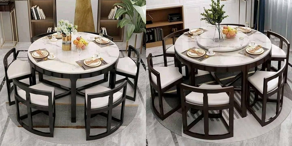 Round Table Chairs Tucked Under, Round Dining Table With Chairs That Tuck Under