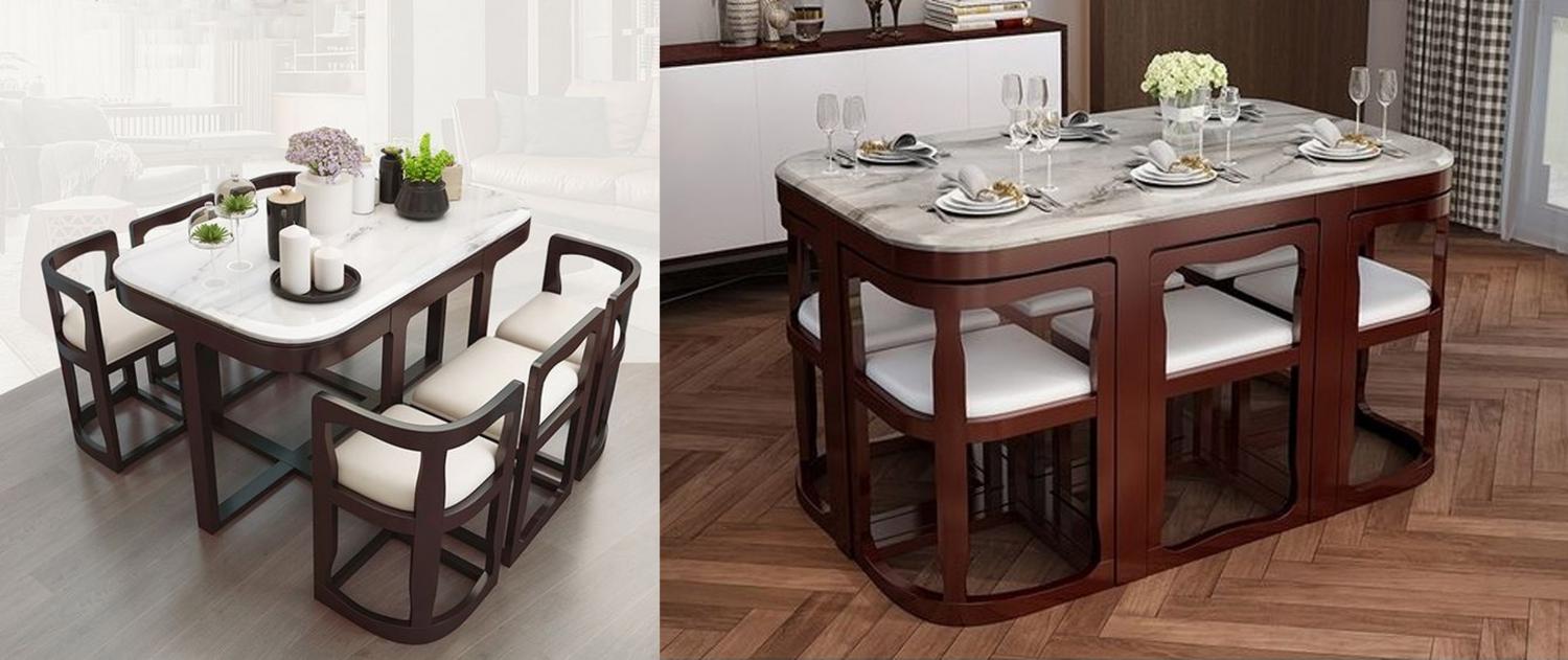 Space Saving Dining Table - Chairs Tuck Under Dining Table Unique Design For Tiny Homes
