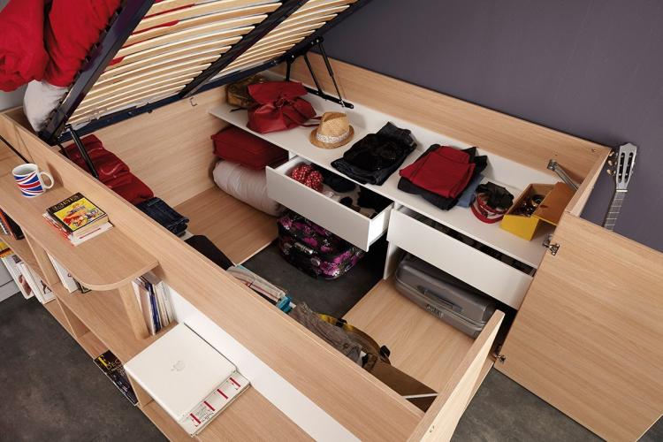 Parisot Space Up Bed - A pull-up bed that turns into a closet full of storage space