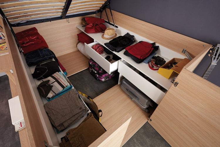 Parisot Space Up Bed - A pull-up bed that turns into a closet full of storage space