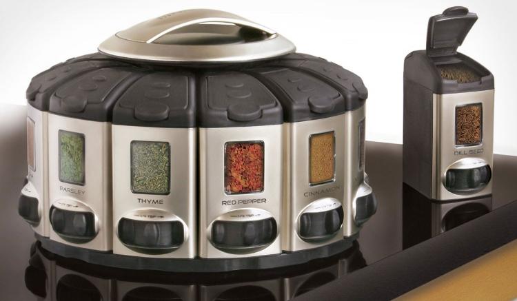 This Awesome Spinning Spice Rack Carousel Has An Auto Measuring Feature For  Each Spice