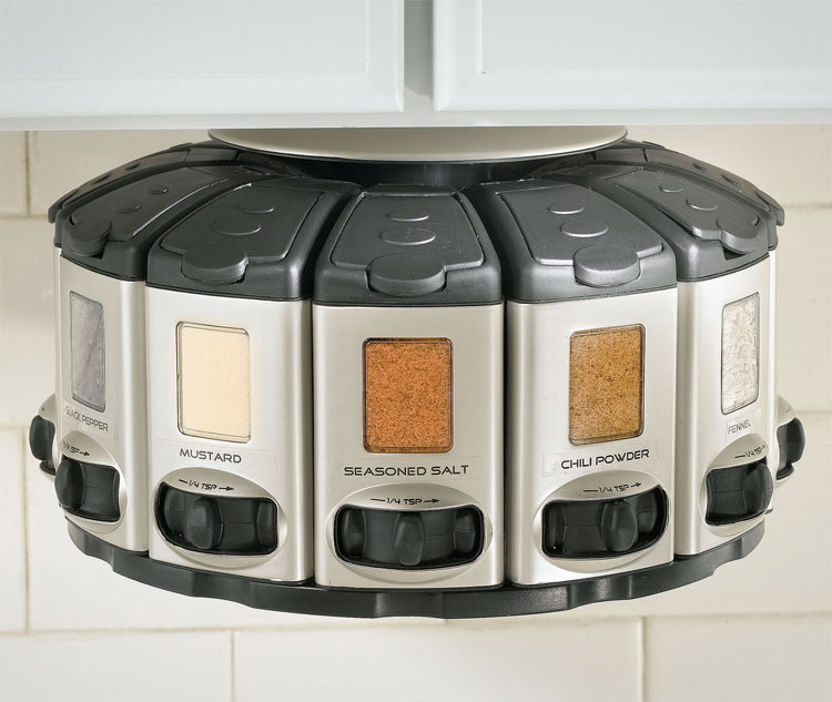 This Awesome Spinning Spice Rack Carousel Has An Auto Measuring Feature For  Each Spice