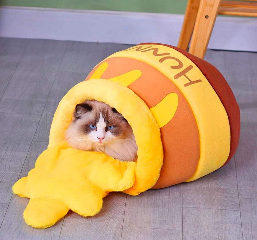 This Spilt Honey Pot Cat Bed Is The Perfect Napping Spot For Your Kitty 