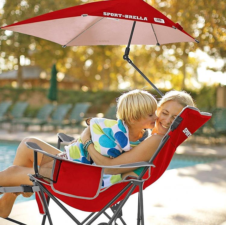 SportBrella Reclining Camping Chair With Attached Umbrella