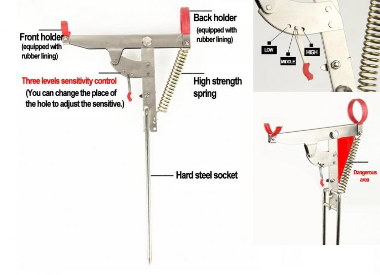 Automatic setting of fish hooks using spring loaded fishing pole holder and  related methods - diagram, schematic, and image 01