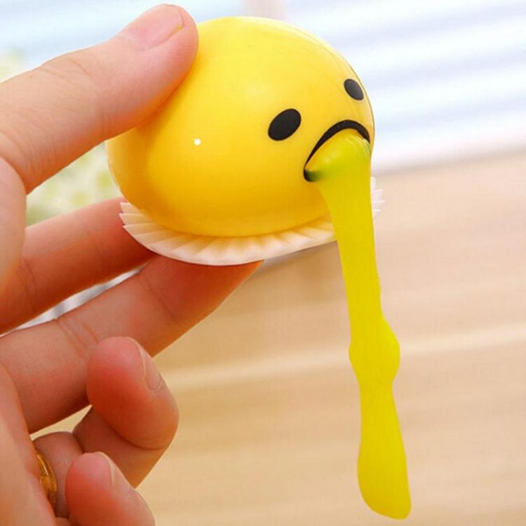 squishy puking egg yolk stress ball with yellow goop 676