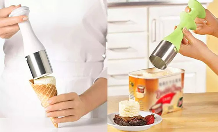 Unique Ice Cream Scooper Creates Stackable Scoops For Elegant Presentations - Cuisipro Scoop and Stack Ice Cream Scoop