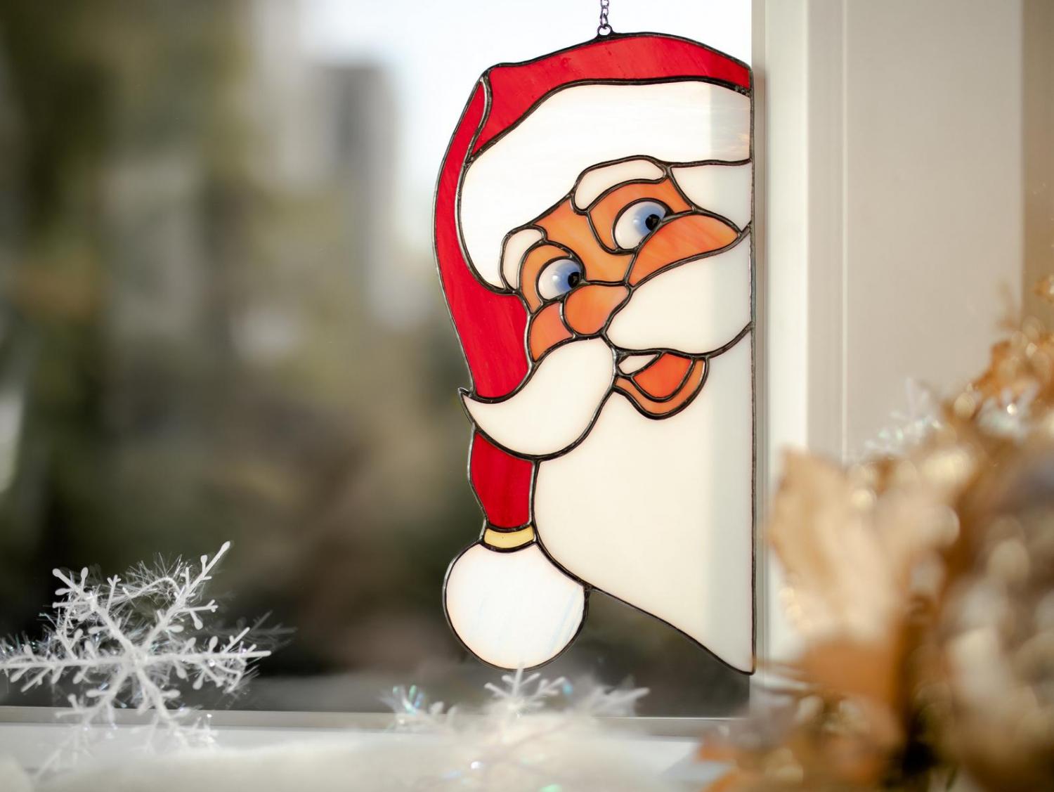 Stained Glass Santa Claus