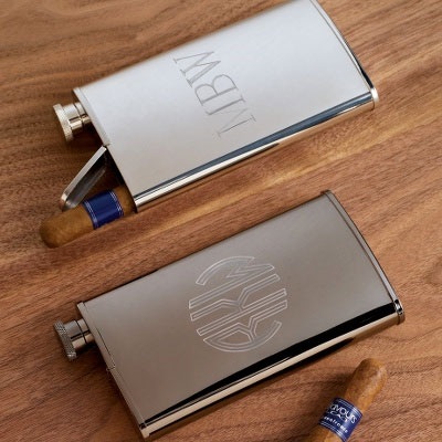 Flask and Cigar Holder Combo