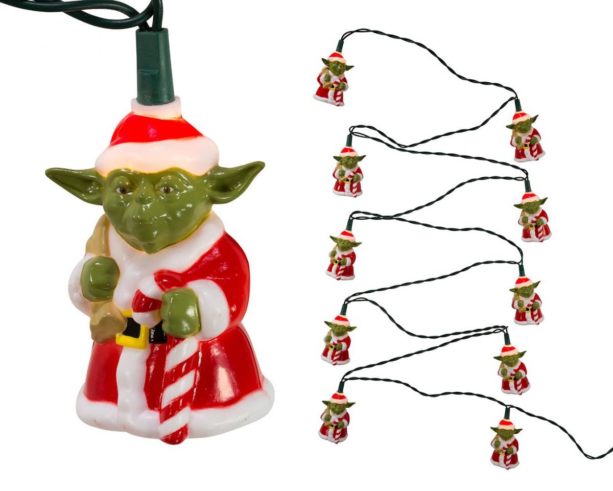 Star Wars String Lights - Star Wars Character Christmas Lights - Yoda in santa costume holiday lights