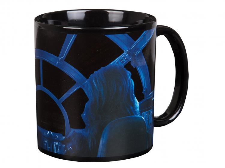 Star Wars Heat Changing Coffee Mug - Rey & Chewie in Millennium Falcon  Cockpit Hyperspace 