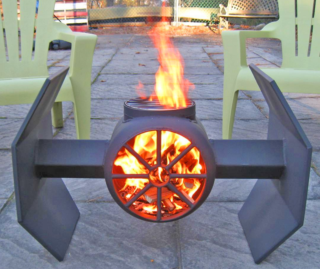 Star Wars Tie Fighter Bonfire Pit - Geeky steel metal Tie Fighter fire griller
