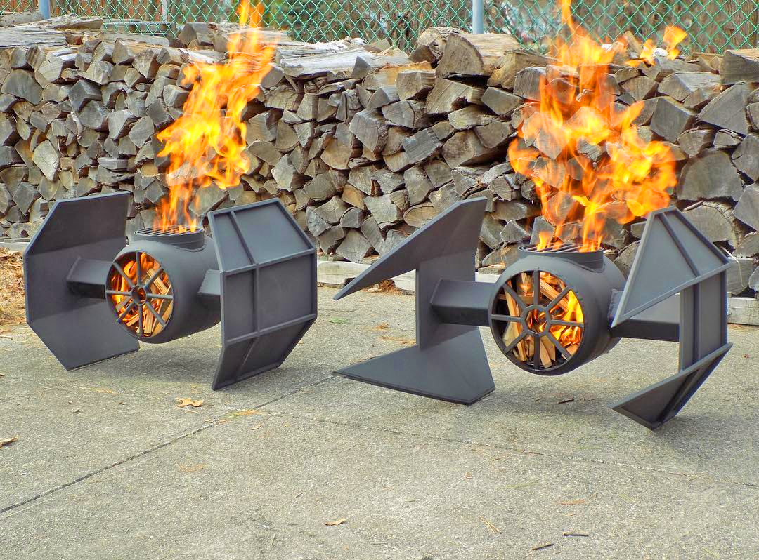 Star Wars Tie Fighter Bonfire Pit - Geeky steel metal Tie Fighter fire griller