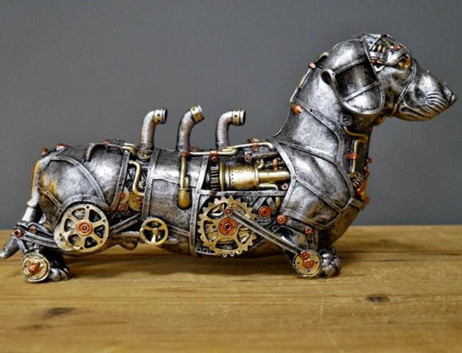 steampunk dachshund statue