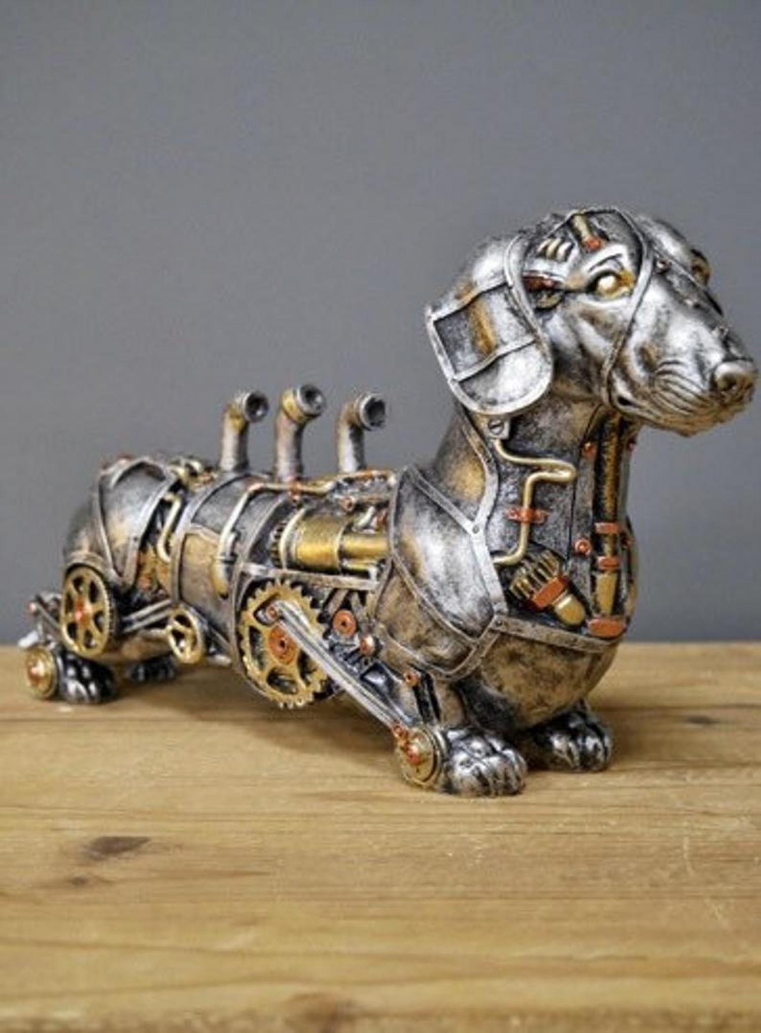 Steampunk Dachshund Dog Statue