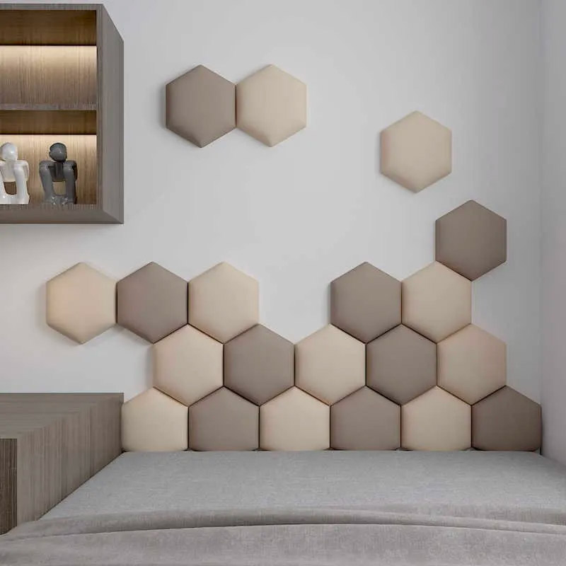 Stick-on Hexagon Bed Backing Padded Wall Panels