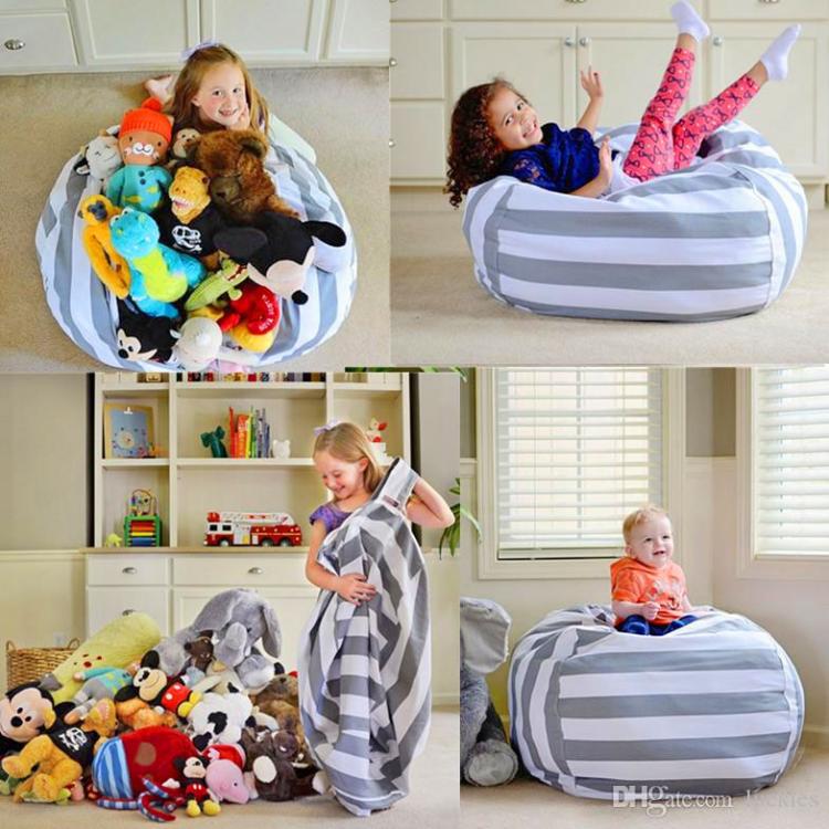 Canvas Stuffed Seat Organizer 100L/26 Gal Flowers Injoy Stuffed Animal Bean Bag Chair for Kids and Adults 