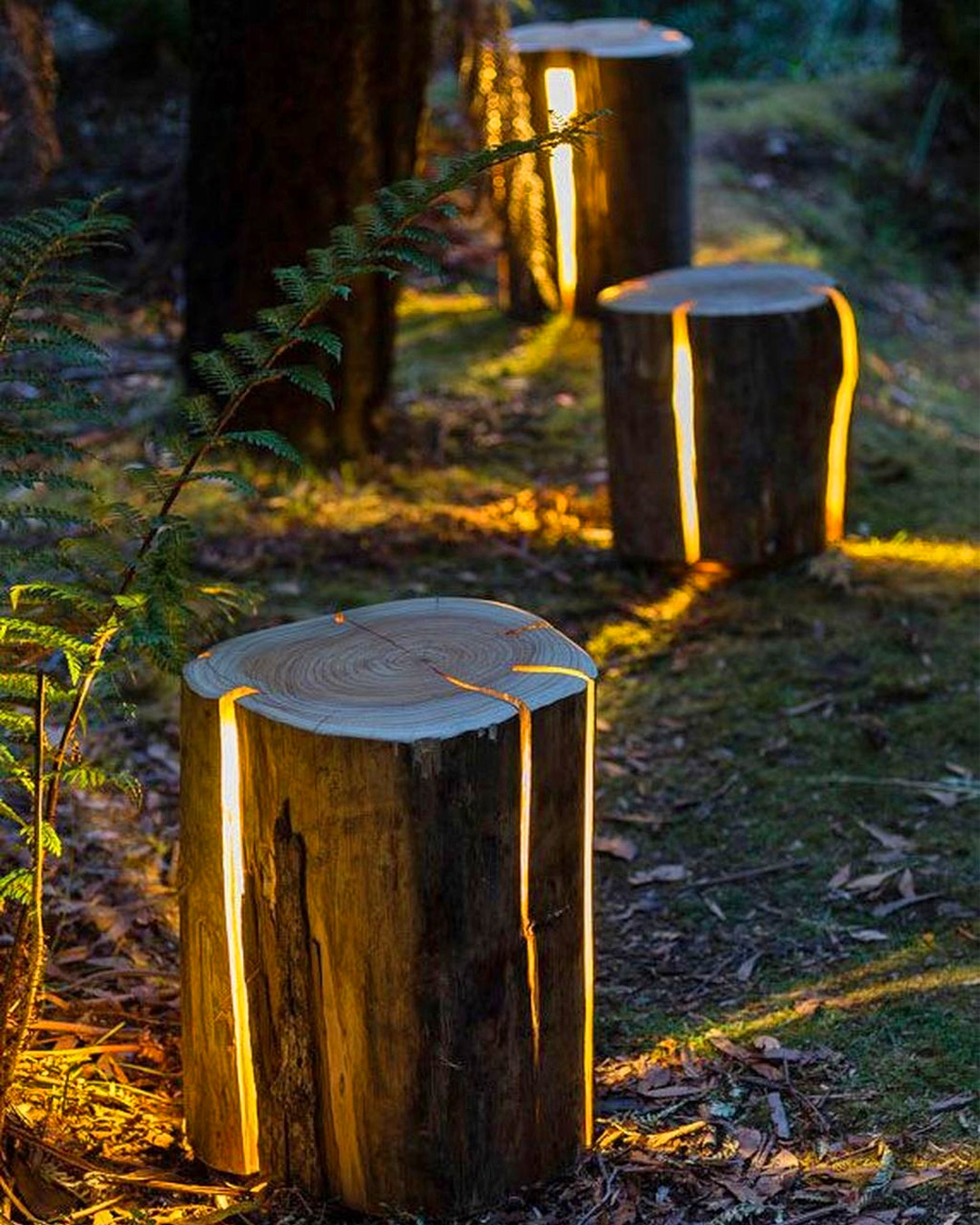 diy cracked log lamp