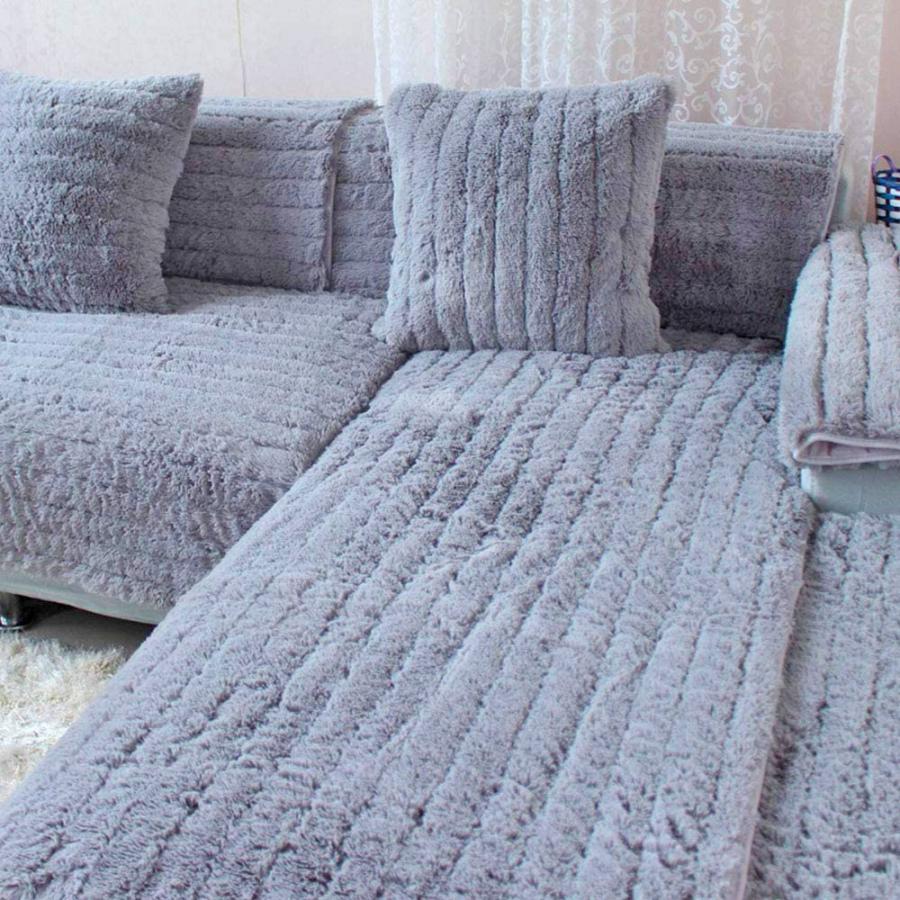 Super Soft Throw Blanket Sofa - Double Chaise lounger draped in soft blanket material