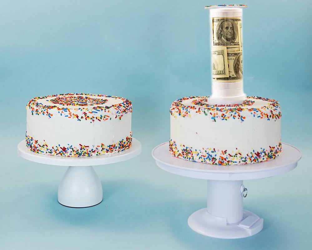This Surprise Cake Stand Pops a Secret Gift Out Of The
