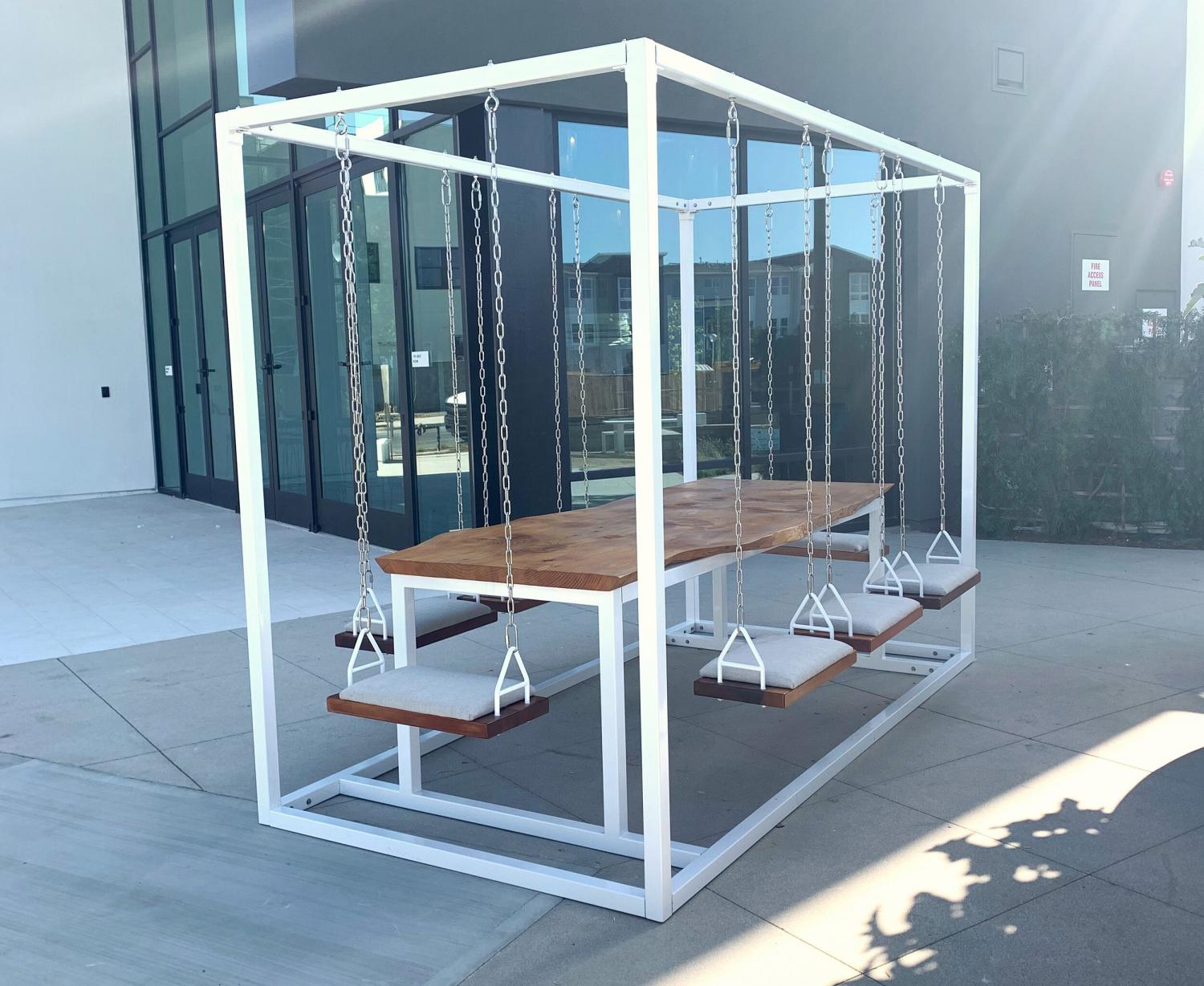 Outdoor swing discount chair with table