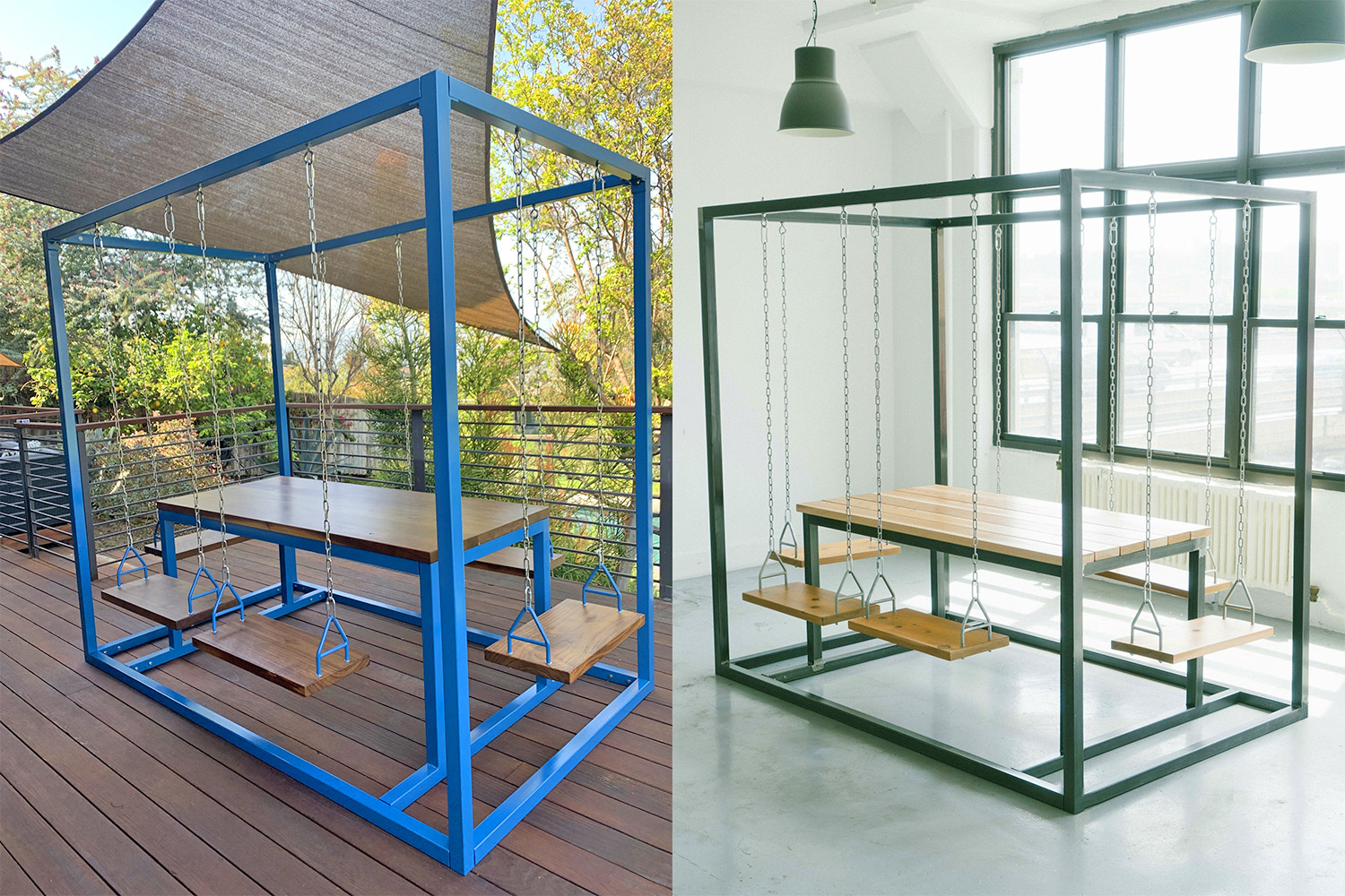 Swing Tables Let You Swing While You Eat or Have a Meeting