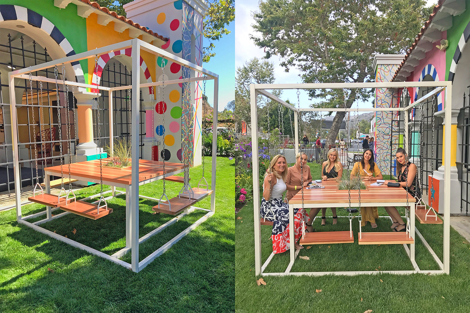 patio swing set with table