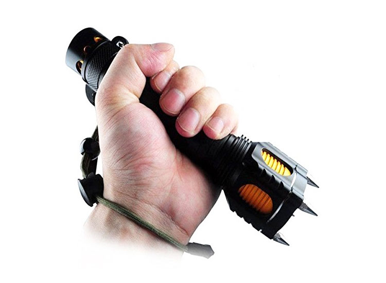Tactical Self Defense Flashlight With Spikes