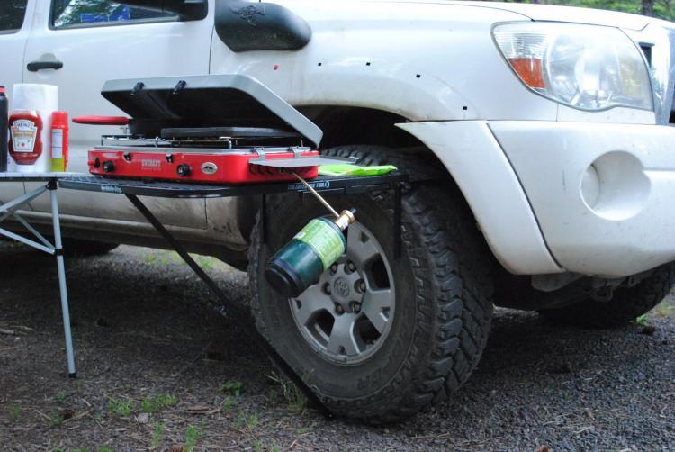 Tailgater Tire Table - Camping table attaches to car tire