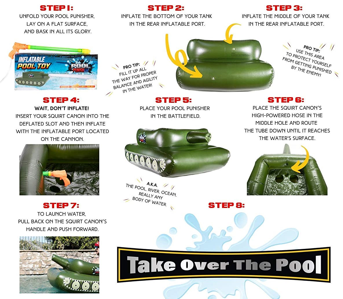 Inflatable Tank Shaped Pool Float - Pool Punisher