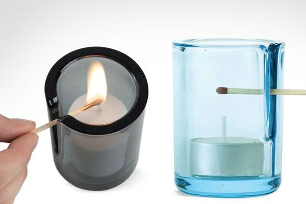 Candle Holder With Match Slot