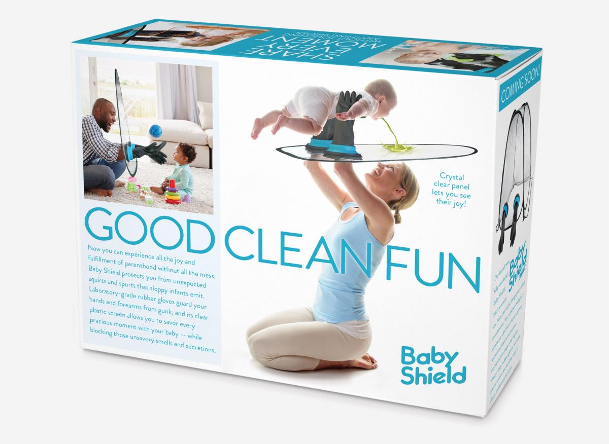 Baby Shield Prank Box - Funny Bubble-boy laboratory rubber arms protect you from baby messes