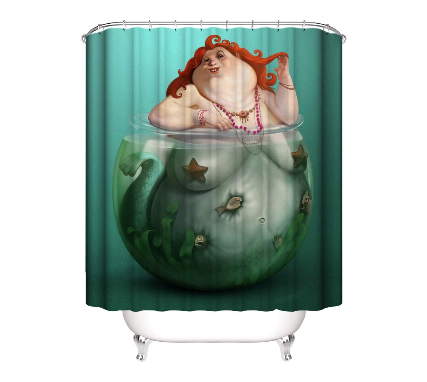 The Big Mermaid Shower Curtain - Fat mermaid funny shower curtain