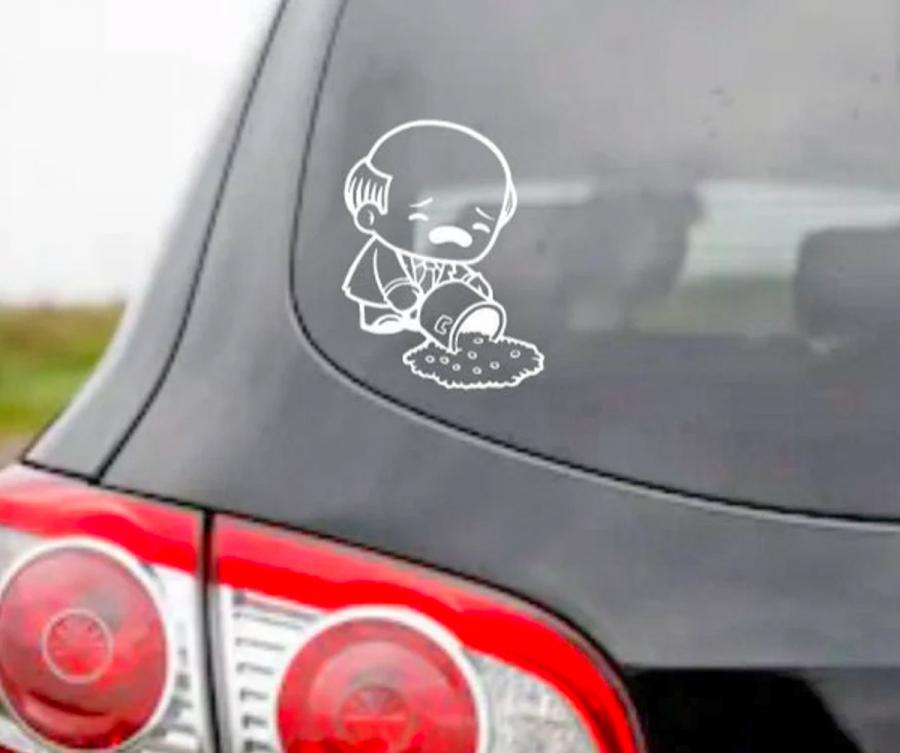 Kevin spilling chili pot car decal