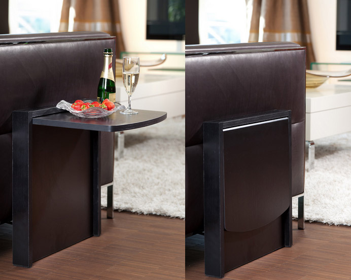 Fold away outlet couch table