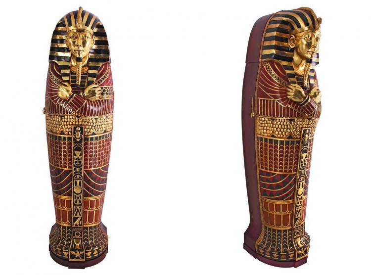 There's a Life-size King Tut Sarcophagus That Opens Up To a Hidden Bookcase