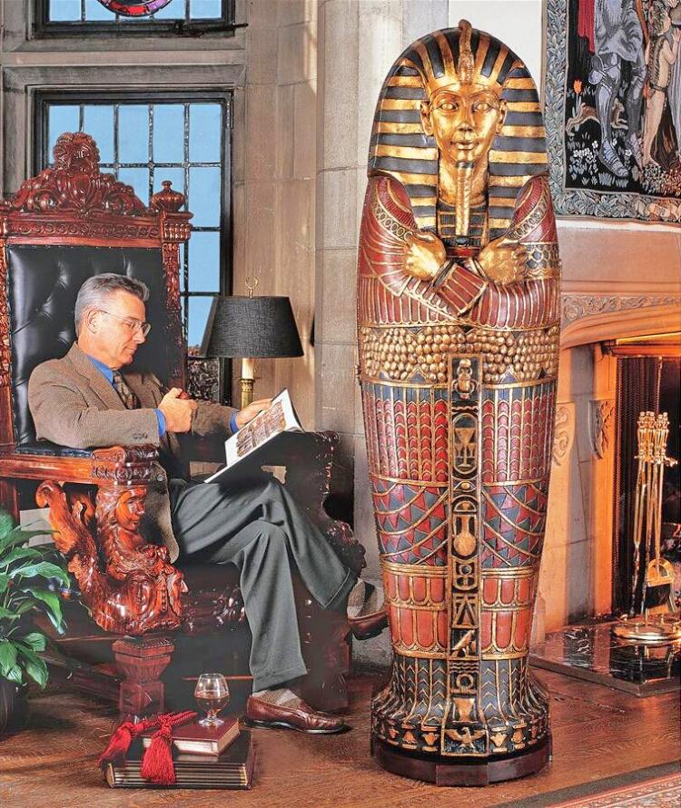 Life-size King Tut Sarcophagus Coffin Hidden Bookcase - Giant King Tutankhamun coffin secret storage shelves