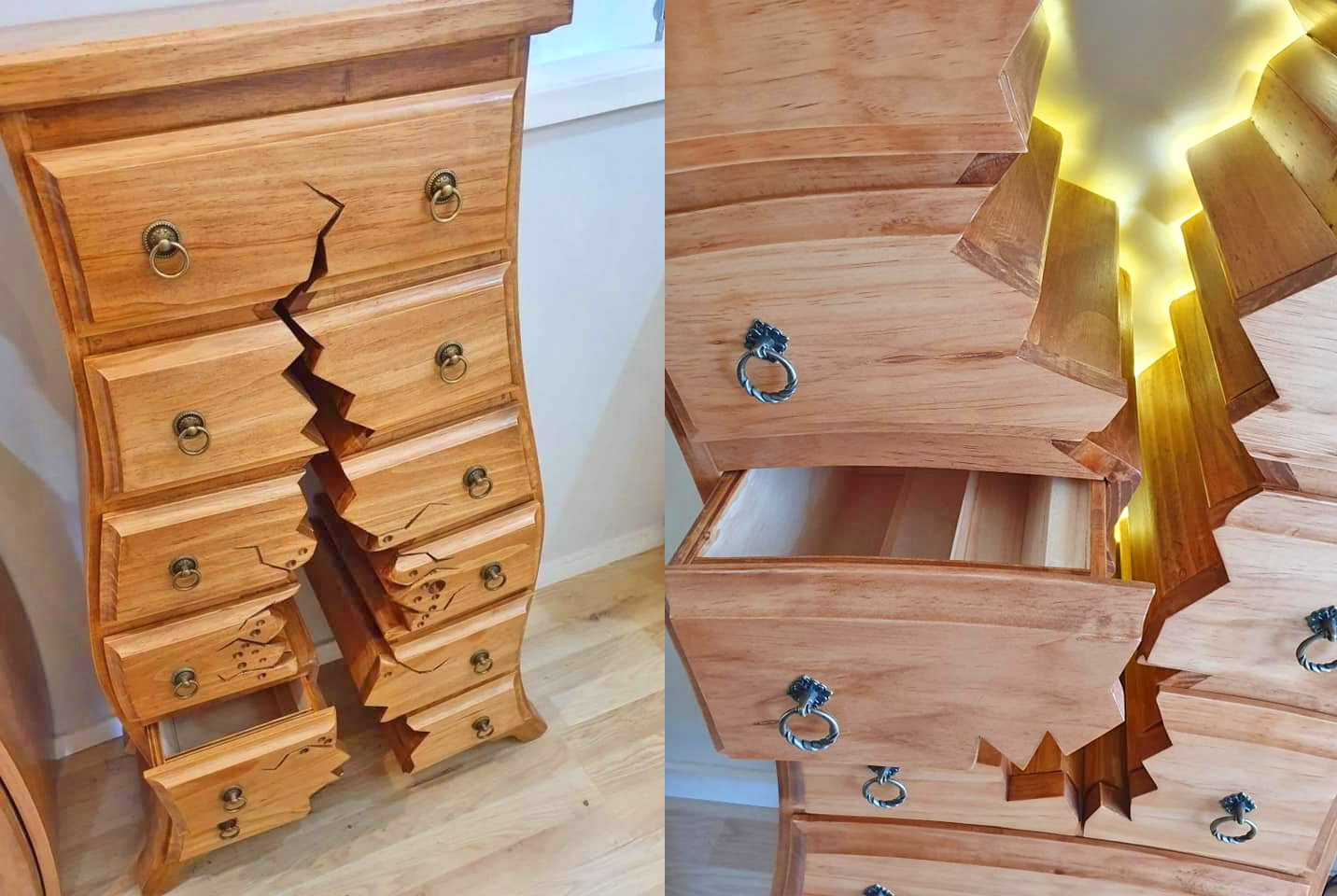 Henk Verhoeff Warped and Cracked Dresser Designs - Fairytale warped dresser woodworking