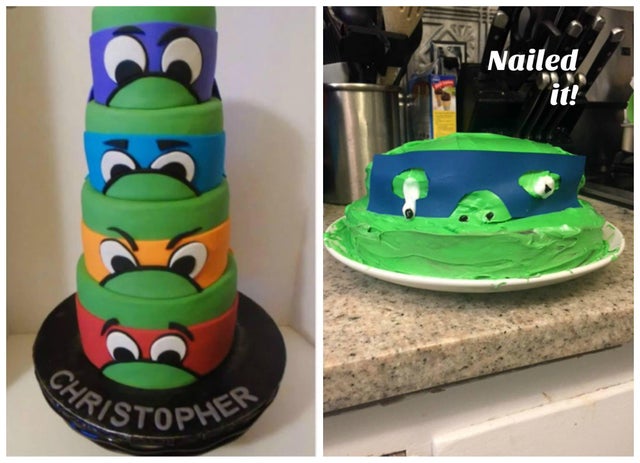 Ninja Turtles Cake baking fail - Best pinterest baking fails
