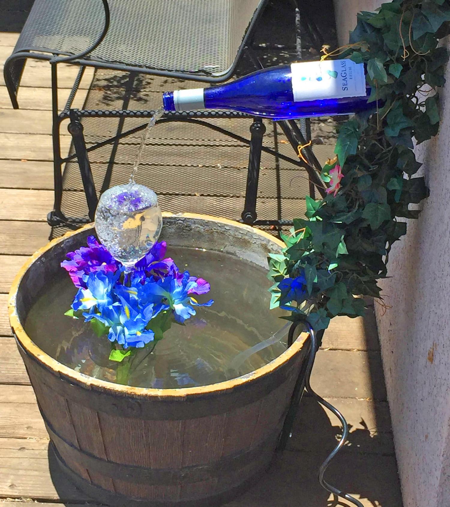 Wine Bottle Fountain - DIY Backyard wine bottler and wine cup water fountain