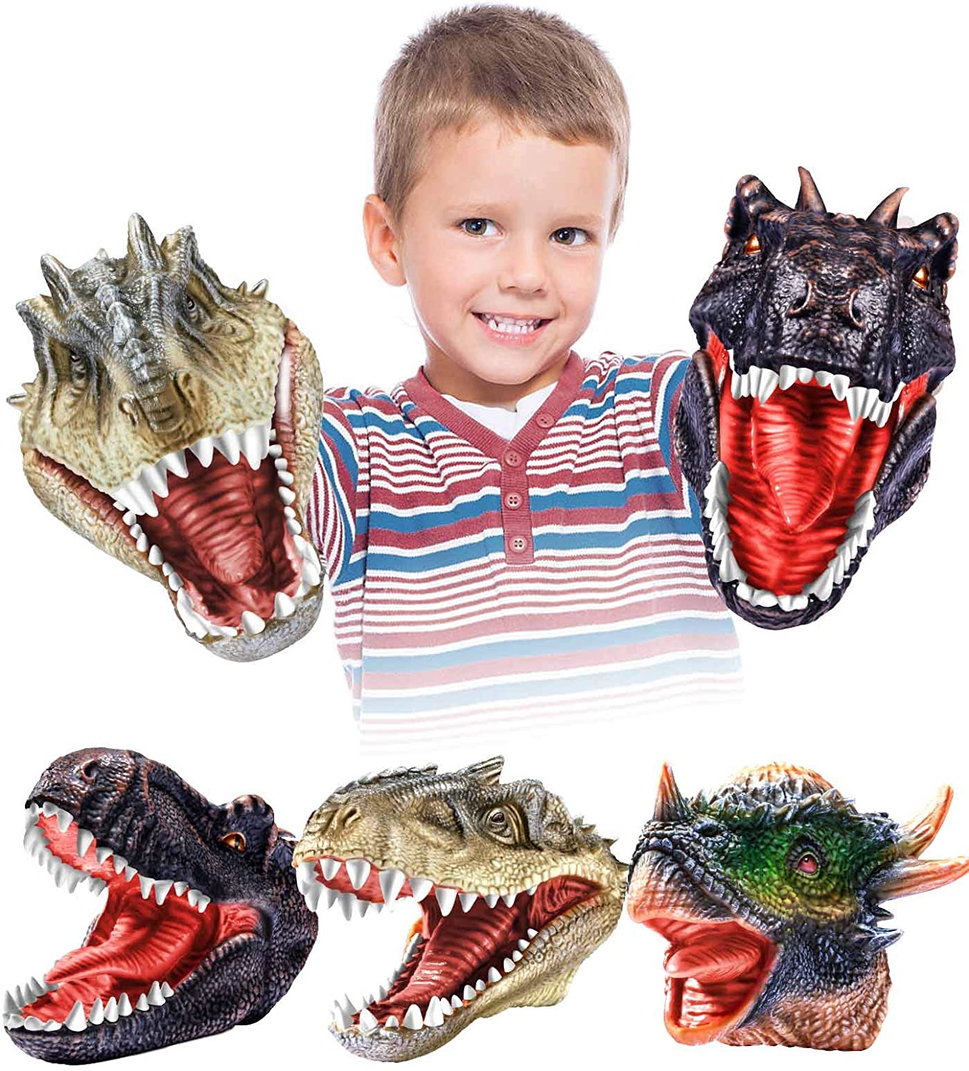 Dinosaur Hand Puppet Realistic Dinosaur Head Hand Puppet Toys for Adults & Kids 