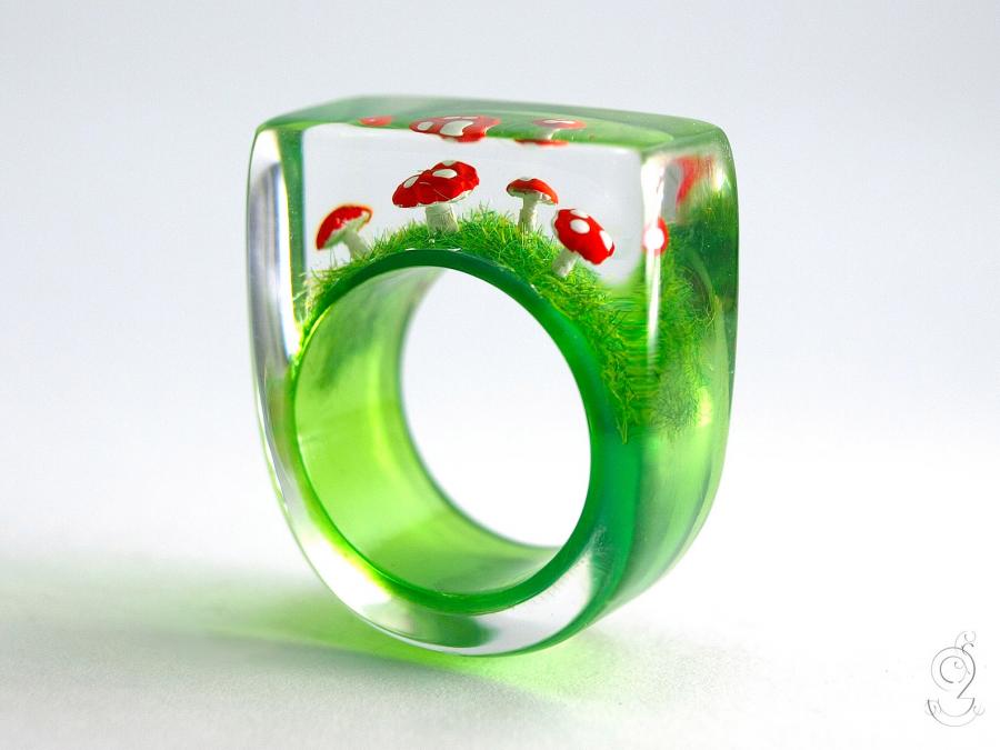 Resin Rings With Miniatures Inside Them