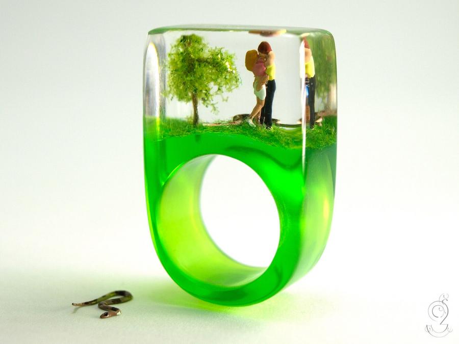 Resin Rings With Miniatures Inside Them
